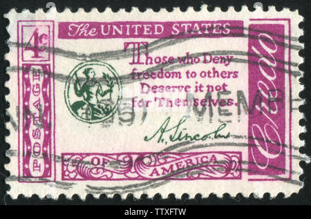 UNITED STATES - circa 1959 : timbres par United States, Abraham Lincoln pour bien, vers 1959 Banque D'Images