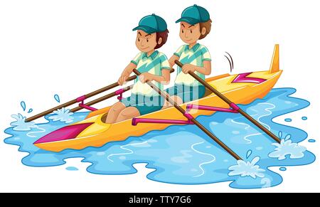 Homme canoë sur fond blanc illustration Illustration de Vecteur