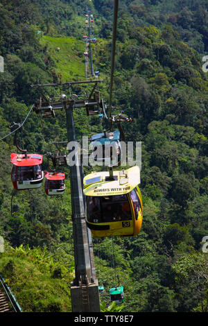 Vue en grand angle du téléphérique, Genting Highlands, Malaisie Banque D'Images