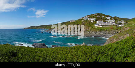 Image panoramique de Combesgate beach et le littoral de North Devon, UK Banque D'Images