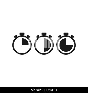 Chronomètre noir set avec 15, 30, 45 minutes. télévision icon isolated on white. Stop Watch de temps rapide, offre limitée, symbole date limite. Illustration de Vecteur