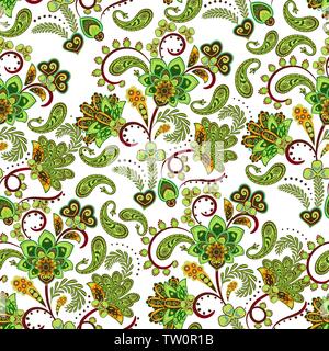 Ornement floral dense attire la main motif fleurs fantaisie. Vector Illustration de Vecteur