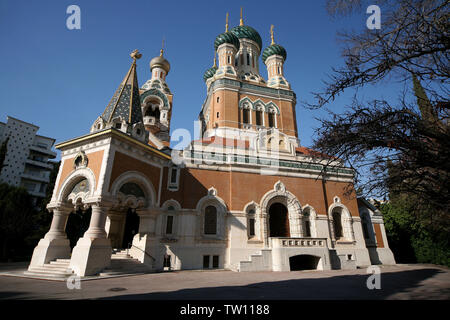 Nice (sud-est de la France) : Cathédrale orthodoxe Saint-Nicolas. Banque D'Images