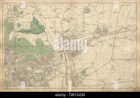 Les aboiements d'ILFORD WANSTEAD Forest Gate Chadwell Heath sept rois BACON map 1900 Banque D'Images