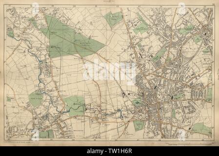 CROYDON Carshalton Mitcham Wallington Thornton Heath Beddington BACON 1900 map Banque D'Images