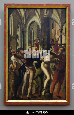 Peinture 'flagellation du Christ' par Marx Reichlich peintre autrichien (1506) sur l'affichage à l'Alte Pinakothek à Munich, Bavière, Allemagne. Banque D'Images