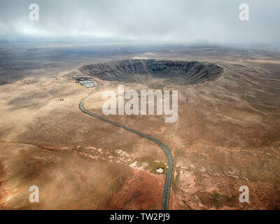 L'angle de l'antenne haute Meteor Crater Banque D'Images