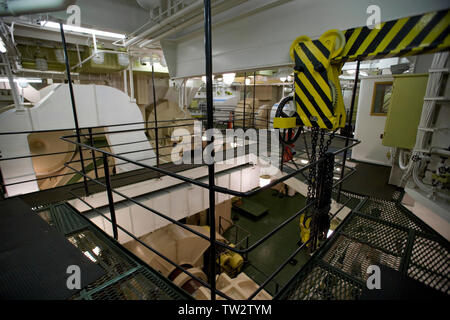 Salle des machines d'un brise-glace nucléaire le plus important au monde, 50 ans de la Victoire, la classe Arkita, affrété par Quark Expeditions pour voyage au pôle Nord. Banque D'Images
