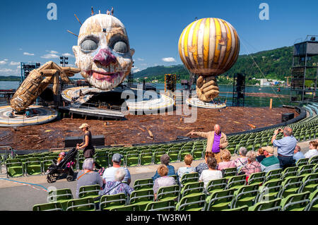 Construction de scènes pour le prochain Opéra "RIGOLETTO" de Giuseppe Verdi, sur le plus grand stade du lac sur le lac de Constance à Bregenz Banque D'Images