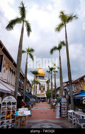 Maisons traditionnelles de la route vers la Mosquée Sultan à Singapour quartier Bugis. Banque D'Images