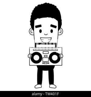 Homme avec un équipement radio boombox sterero festival musique Illustration de Vecteur