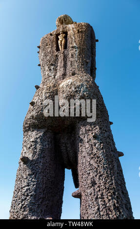 Statue de l'homme de la mer, Bo village, îles Vesteralen, la Norvège. Banque D'Images