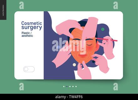 -L'assurance médicale, cosmétique, chirurgie esthétique plastique -télévision moderne concept vector illustration numérique -procédure cosmétique de chirurgie -metahor femme Illustration de Vecteur