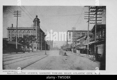 Avenue de l'Atlantique Atlantic City NJ, vieille carte postale. Banque D'Images