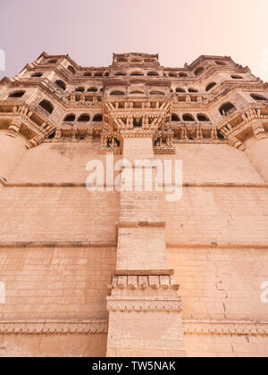 Architectural exquis décor d'Melangal Château, Inde Banque D'Images