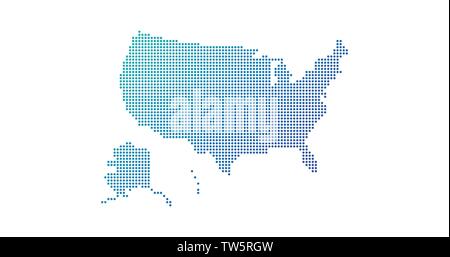 Carte des Etats-Unis de gradient en pointillés pour les fonds, brochures web. vector illustration isolé sur fond blanc. Illustration de Vecteur