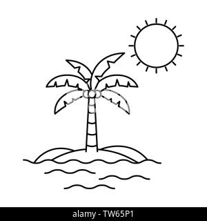 Silhouette de palmier avec des cocotiers sur l'île Illustration de Vecteur