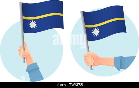 Nauru drapeau dans la main. Contexte patriotique. Drapeau national de Nauru vector illustration Illustration de Vecteur