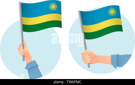 Le Rwanda drapeau dans la main. Contexte patriotique. Drapeau national du Rwanda vector illustration Illustration de Vecteur
