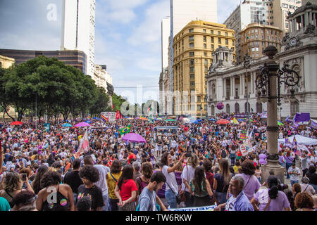 Rio de Janeiro, Brésil - 29 septembre 2018 : manifestation contre lui pas Bolsonaro. Banque D'Images