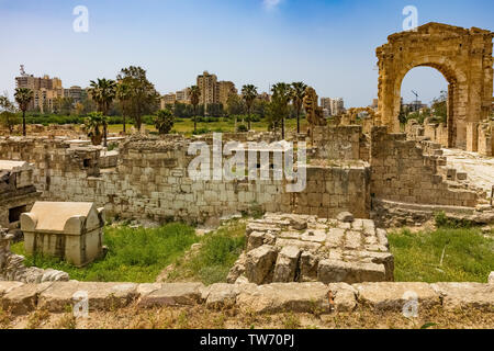 Site archéologique de Al-Bass tire sur au Sud Liban Moyen Orient Banque D'Images