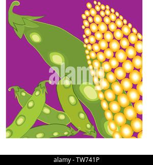 Abstrait coloré de légumes sur fond violet Banque D'Images