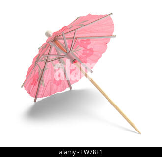 Parapluie rose verre isolé sur fond blanc. Banque D'Images