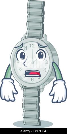 Montre-bracelet avec peur isolé dans la mascot Illustration de Vecteur