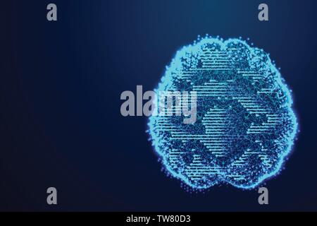 Cerveau, technologie numérique, concept Abstract low poly, Triangle, point, ligne, polygone. Fond bleu brillant, Vector illustration Illustration de Vecteur