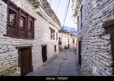 Le village de Marpha Tibetian dans la basse vallée du Mustang, au Népal. Célèbre pour son monastère et de brandy. Banque D'Images