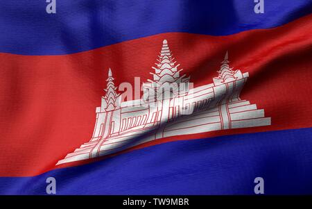 3D Illustration de drapeau Cambodge Banque D'Images