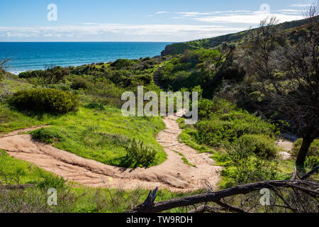 Les formations de roche emblématique et la promenade au parc rock Hallett Cove Australie du Sud le 19 juin 2019 Banque D'Images