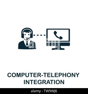 Symbole d'icône de vecteur d'intégration ordinateur-téléphonie. Signe créatif de la collection Icons. Icône d'intégration informatique-téléphonie remplie pour ordinateur Illustration de Vecteur