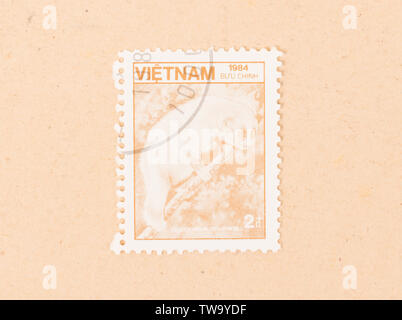 VIETNAM - circa 1984 : timbre imprimé au Vietnam montre un singe, circa 1984 Banque D'Images