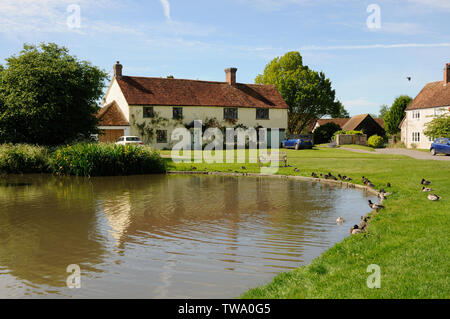 Vue sur l'étang à l'Église, fin Haddenham, Buckinghamshire. Canards ici une fois à condition que l'industrie de base de reproduction des canards d'Aylesbury. Banque D'Images