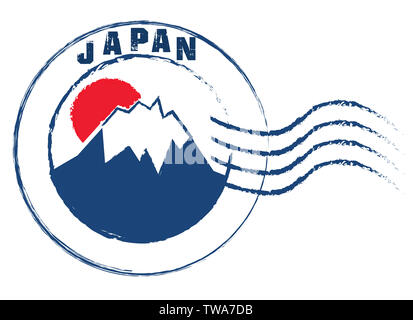 Fuji Torii et Japon stamp style sur fond blanc . Banque D'Images