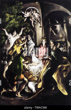 Doménikos Theotokópoulos a.k.a El Greco - Adoration des bergers 2 C 1610 Banque D'Images