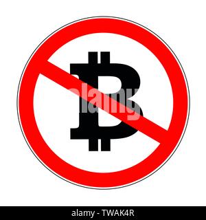 Devise crypto bitcoin interdite warning sign icon vector illustration EPS10 Illustration de Vecteur