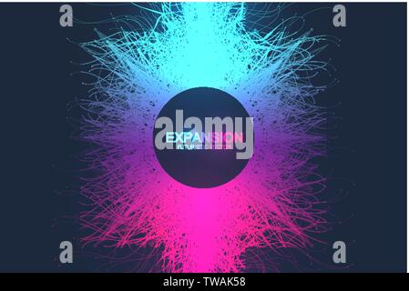 Résumé Contexte géométrique l'expansion de la vie. Explosion de couleurs avec l'arrière-plan et les points de la ligne, le débit de l'onde. Fond graphique explosion Illustration de Vecteur