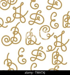 Alphabet corde motif transparent Illustration de Vecteur