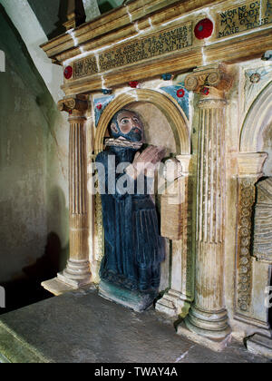 Mémorial à Roger Lorte, Seigneur du manoir de Stackpole, Stackpole Elidor, Pembrokeshire, Pays de Galles, Royaume-Uni Banque D'Images