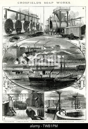 Ouvrages de savon de Crosfield, Warrington 1886 Banque D'Images