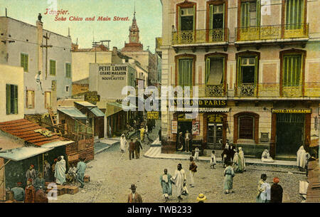 Rue principale et petit Soko, Tanger, Maroc Banque D'Images