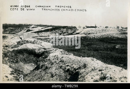 Les tranchées canadiennes - crête de Vimy - champ de bataille de WW1 Banque D'Images