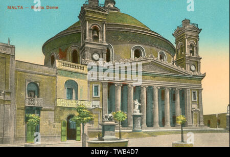 Malte - bus de l'église Mosta et de l'île maltaise Banque D'Images