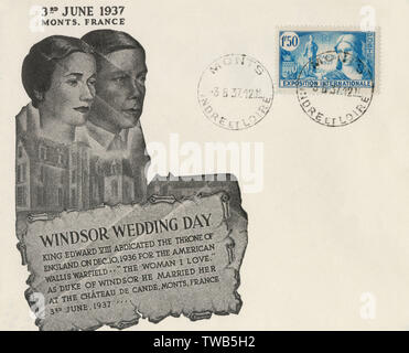 Couverture de 1st jours - mariage du duc de Windsor à Wallis Simpson Banque D'Images