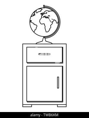 Carte du monde dans la terre en bois tiroirs Illustration de Vecteur