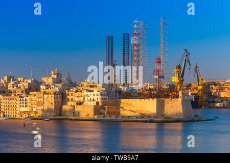 Grand Harbour et de La Valette, Malte Senglea Banque D'Images