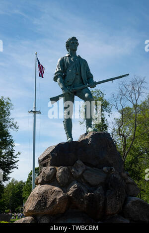 USA Massachusetts ma statue également appelé Minuteman Lexington Le Capitaine John Parker Statue Banque D'Images