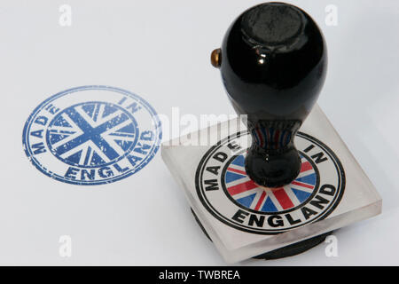 'Made in England' rubber stamp encre imprimé avec mark Banque D'Images